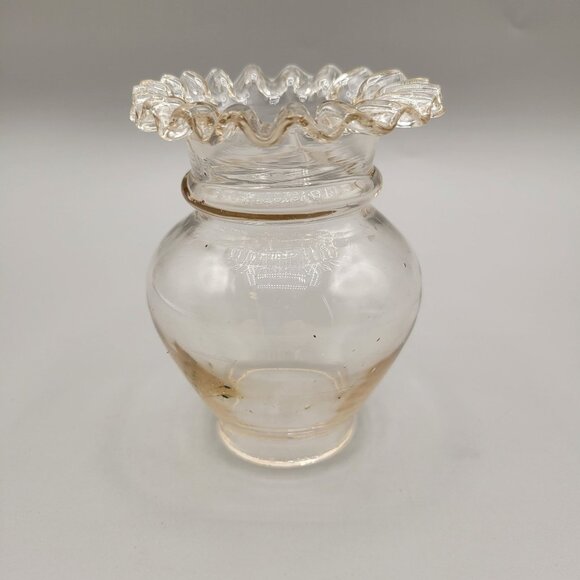 Peach Glass Lamp Shade Vintage Blown Glass Crimped Edge - Picture 3 of 10